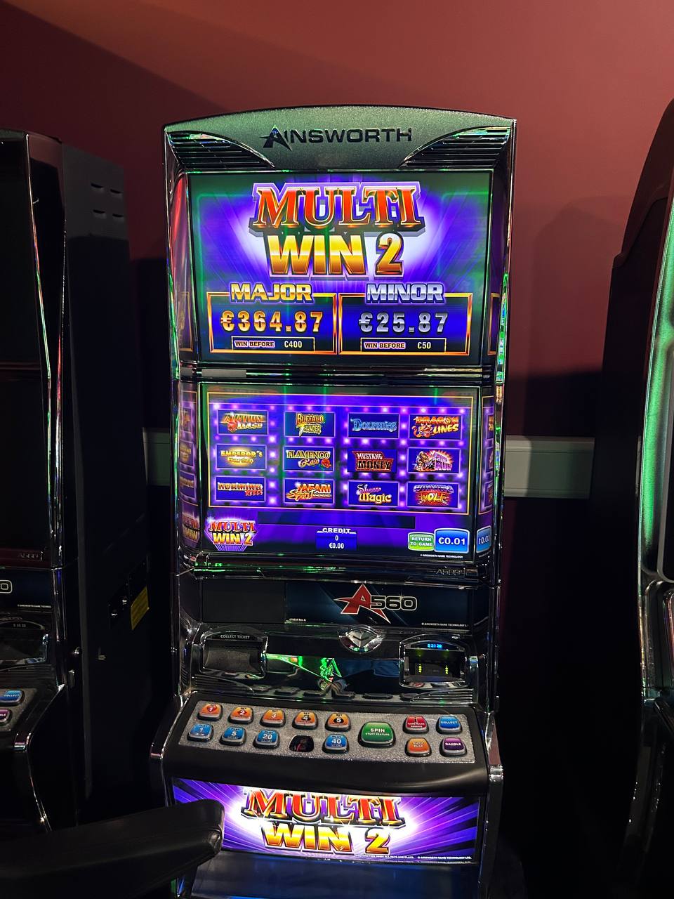 Ainsworth Multi Win 2 machine with Major and Minor jackpots