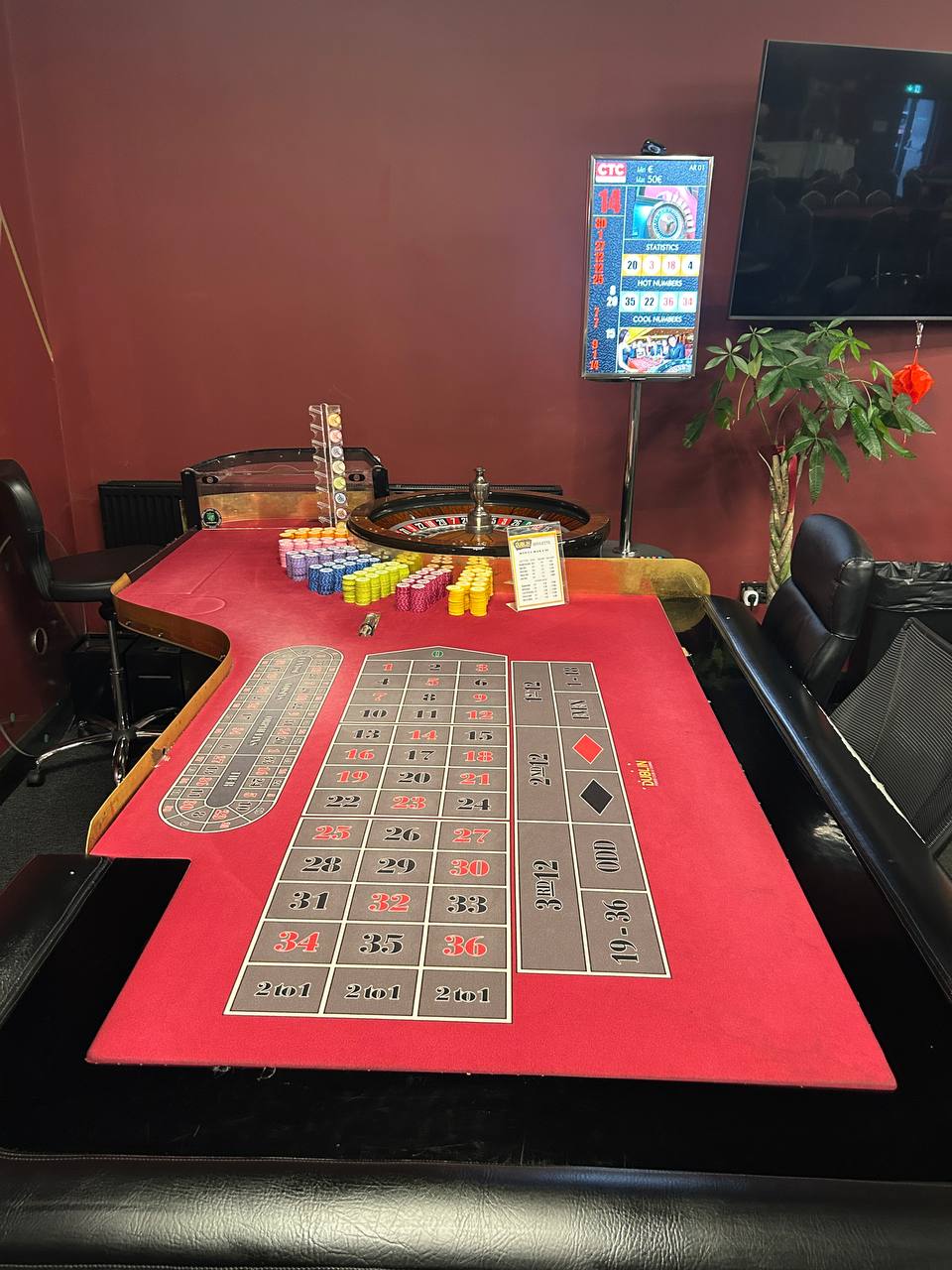 Full roulette table view at Dublin Poker Club